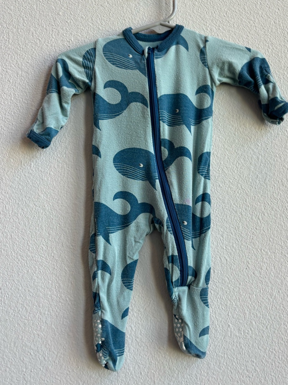 Kickee Pants Light Blue Whale Print Footed One-Piece
